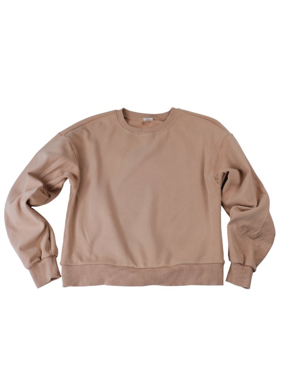 Buffbunny Collection Taupe Oversized Crewneck Sweatshirt Small Athleisure